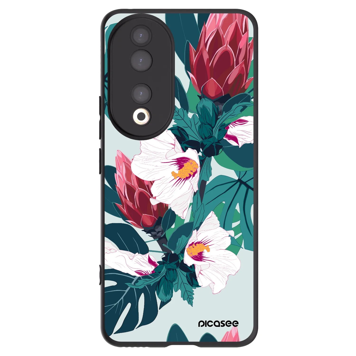 Picasee silikonowe czarne etui na Honor 90 5G - Rhododendron