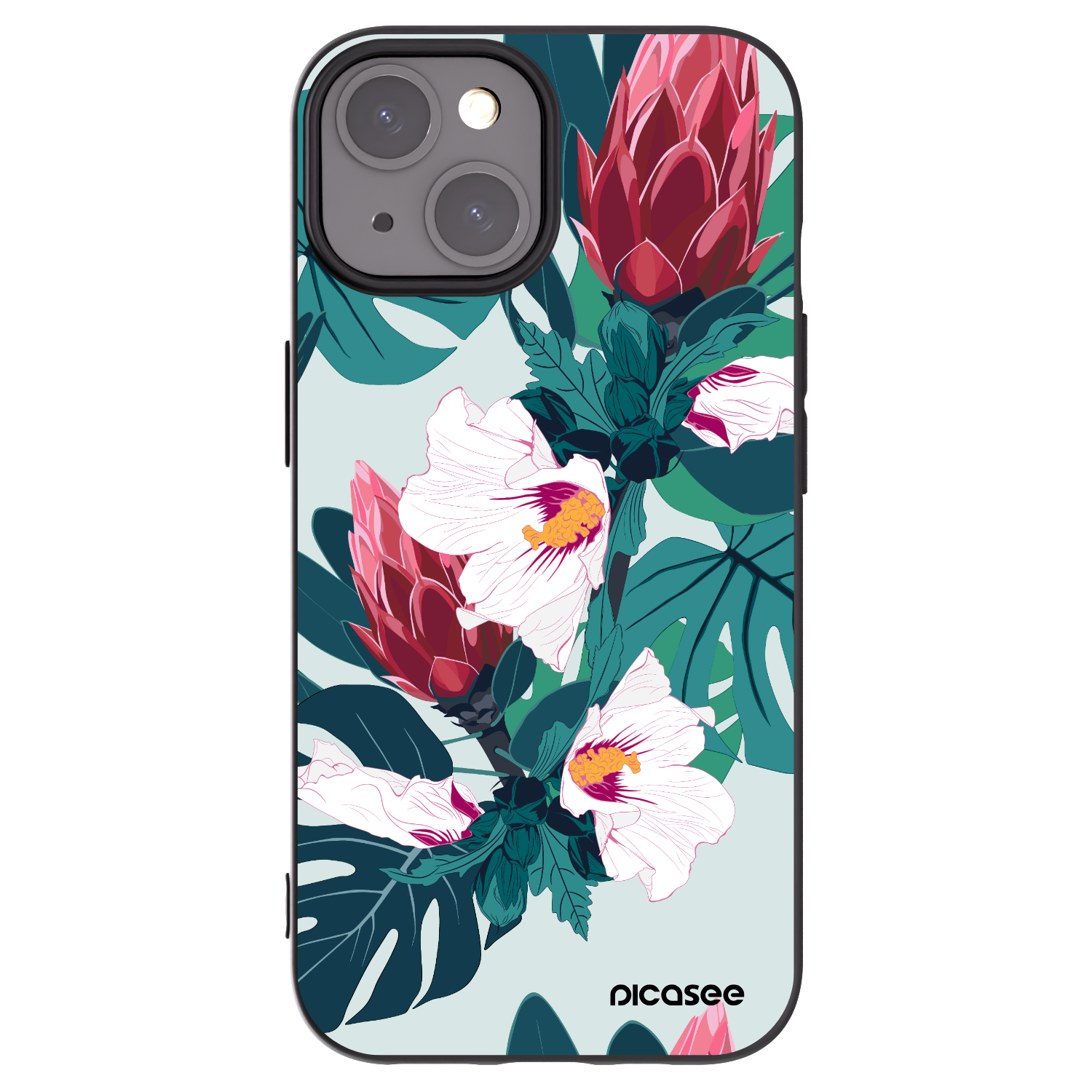 Picasee silikonowe czarne etui na Apple iPhone 15 - Rhododendron