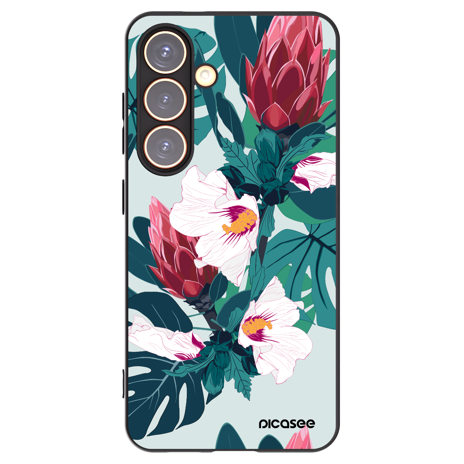 Picasee silikonowe czarne etui na Samsung Galaxy S24 S921B 5G - Rhododendron