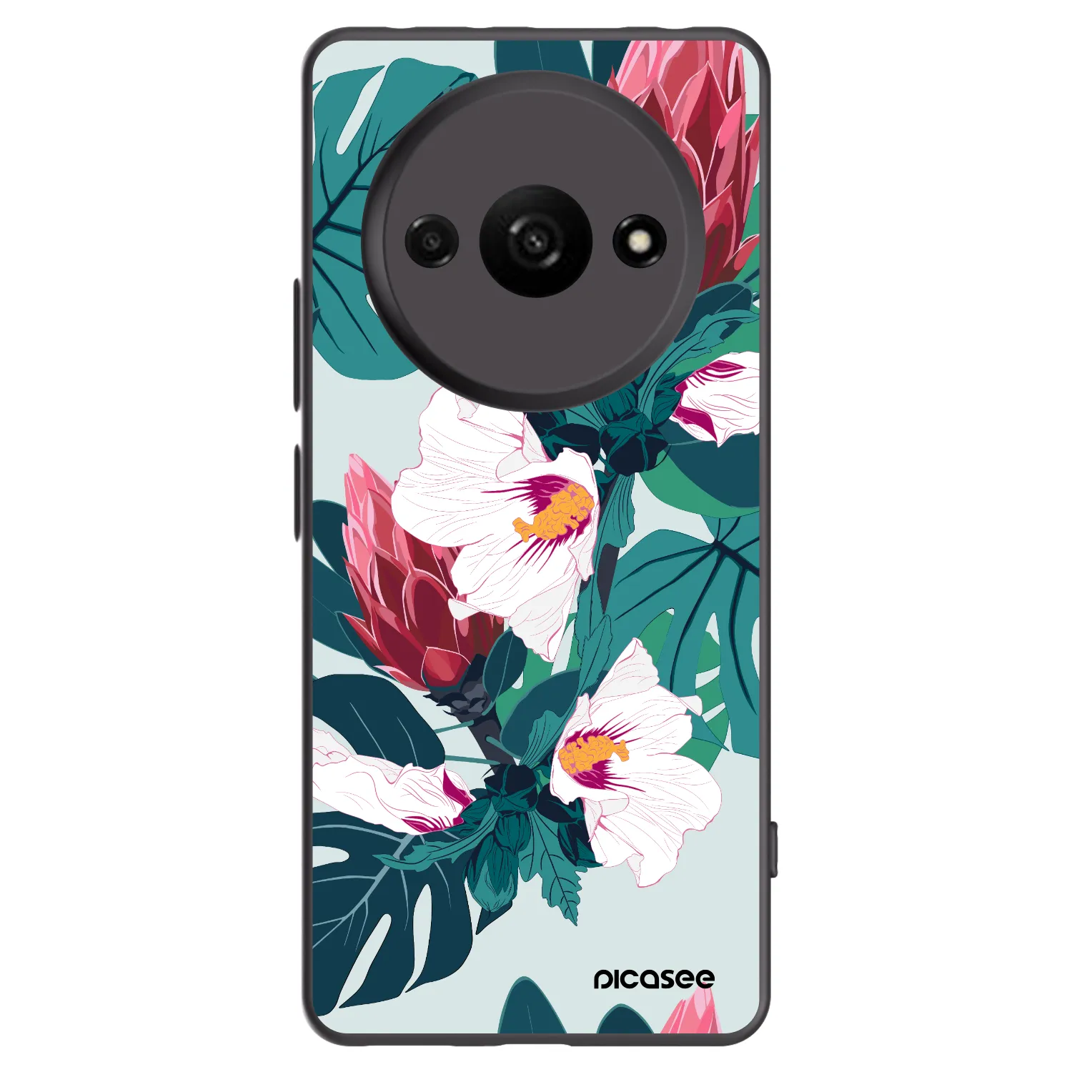 Picasee silikonowe czarne etui na Xiaomi Redmi A3 - Rhododendron