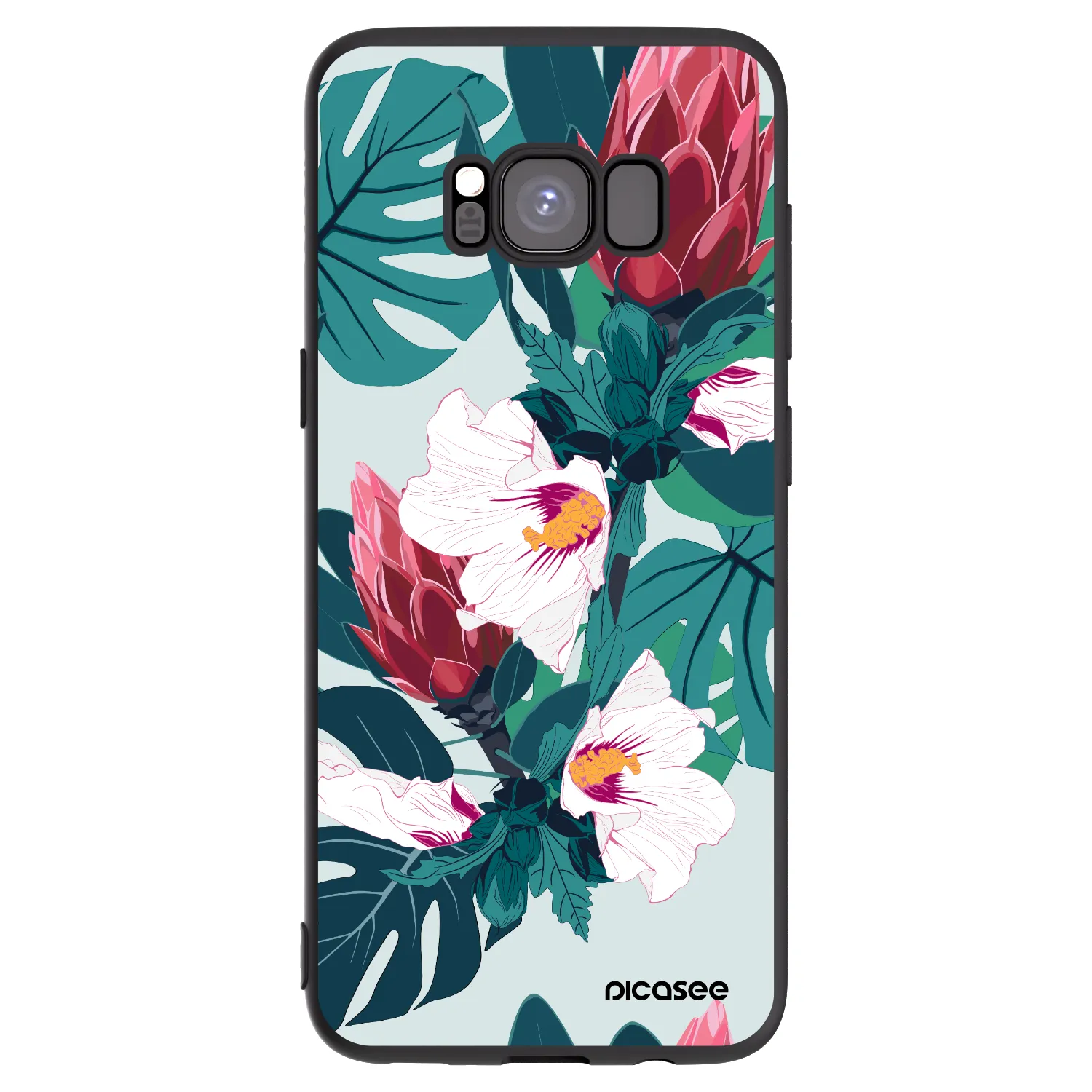 Picasee silikonowe czarne etui na Samsung Galaxy S8 G950F - Rhododendron