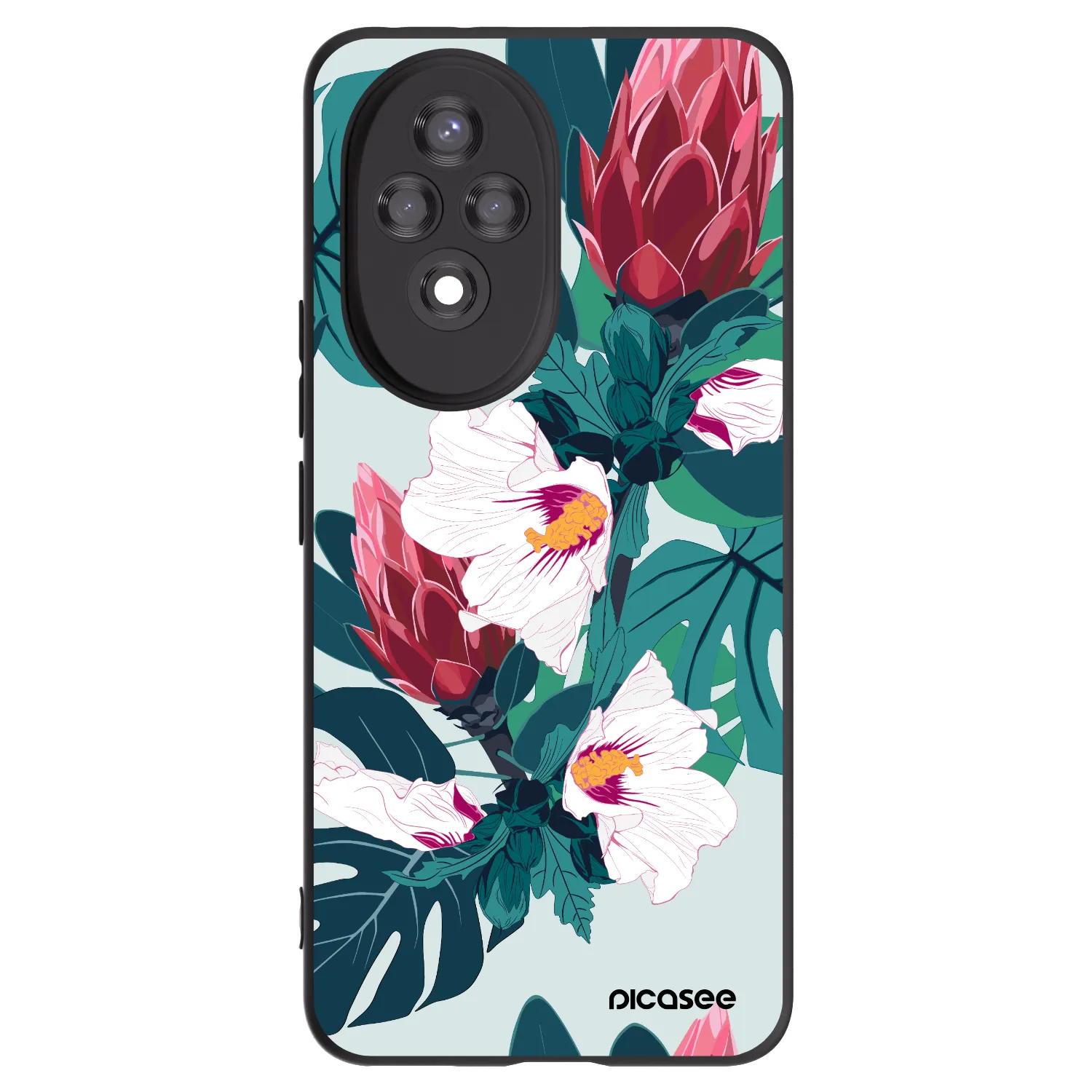 Picasee silikonowe czarne etui na Honor 200 5G - Rhododendron