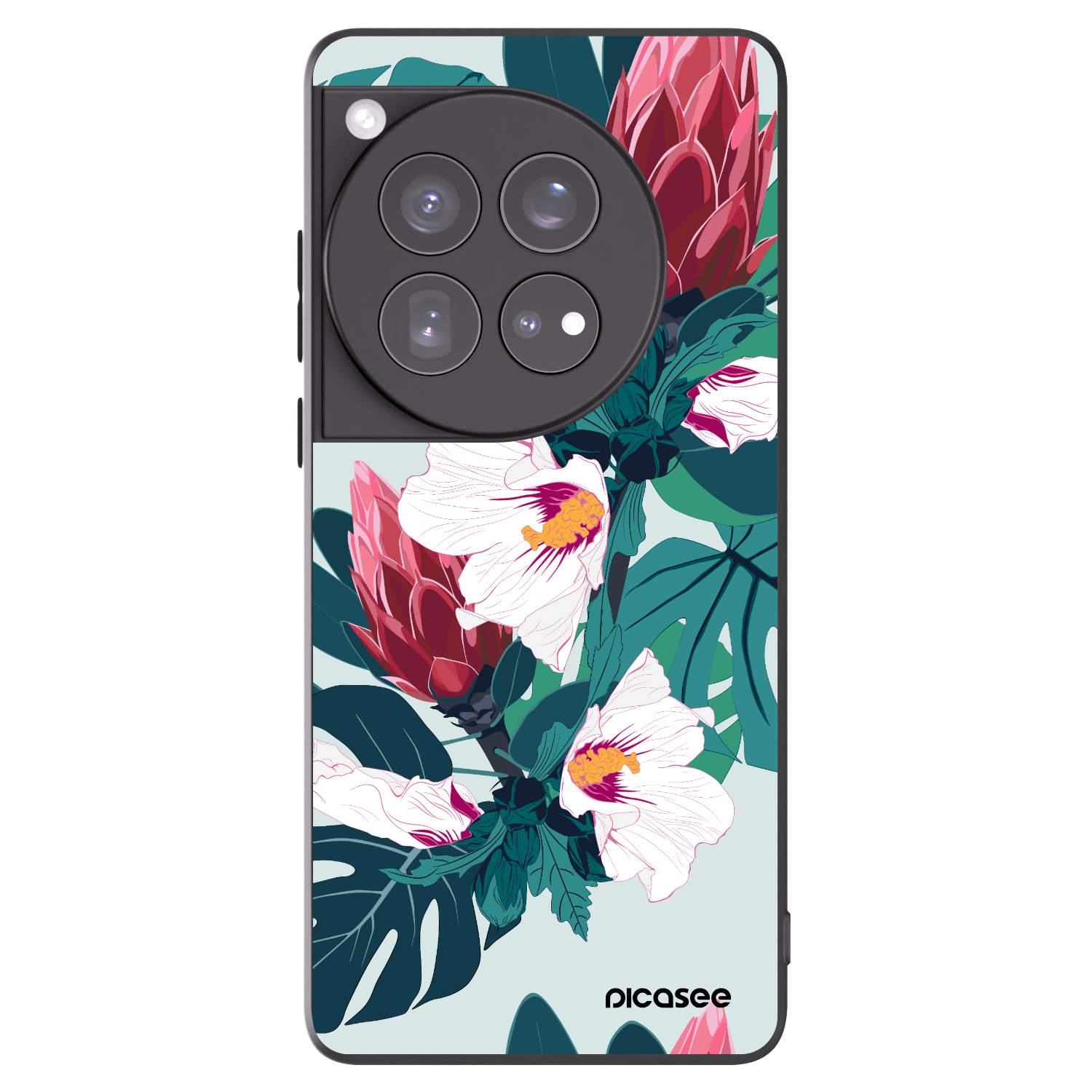 Picasee silikonowe czarne etui na OnePlus 12 5G - Rhododendron