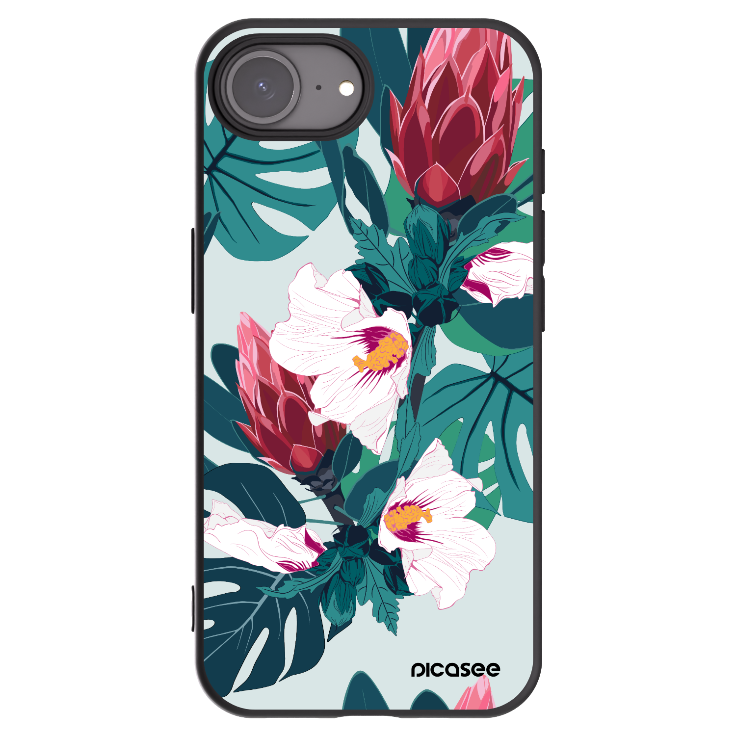 Picasee silikonowe czarne etui na Apple iPhone 16e - Rhododendron