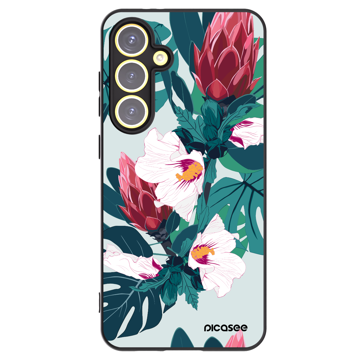 Picasee silikonowe czarne etui na Samsung Galaxy S24 FE S721B - Rhododendron
