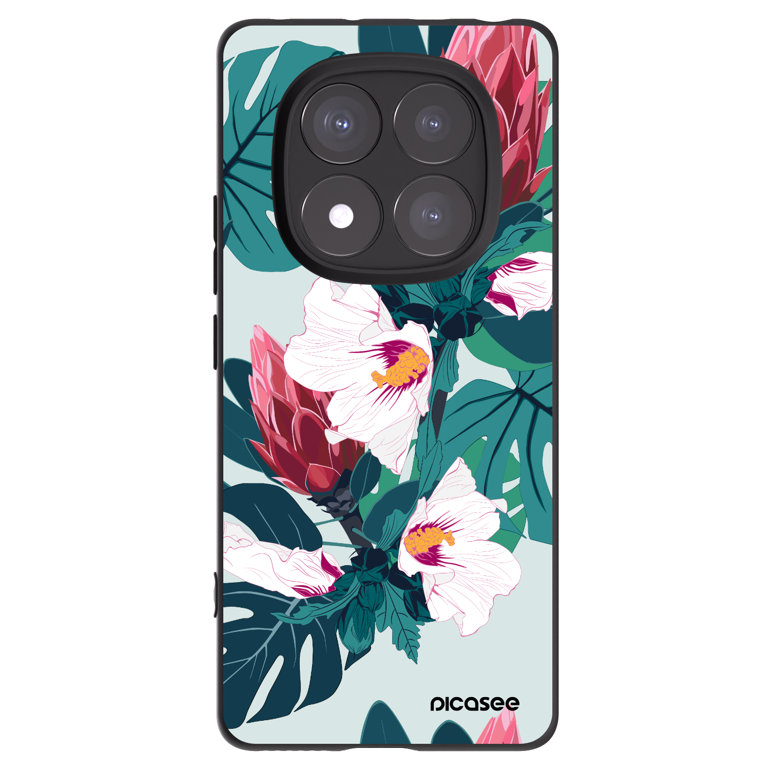 Picasee silikonowe czarne etui na Xiaomi Redmi Note 14 Pro 5G - Rhododendron