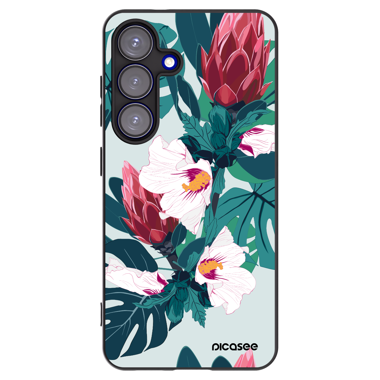 Picasee silikonowe czarne etui na Samsung Galaxy S25 5G - Rhododendron