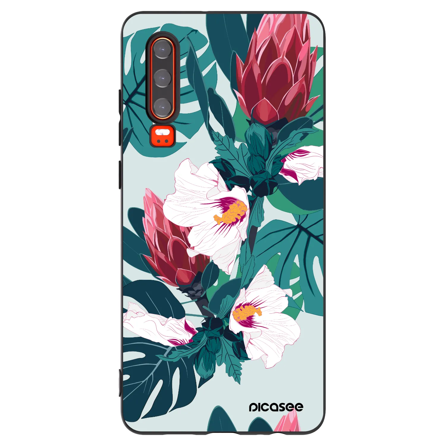 Picasee silikonowe czarne etui na Huawei P30 - Rhododendron
