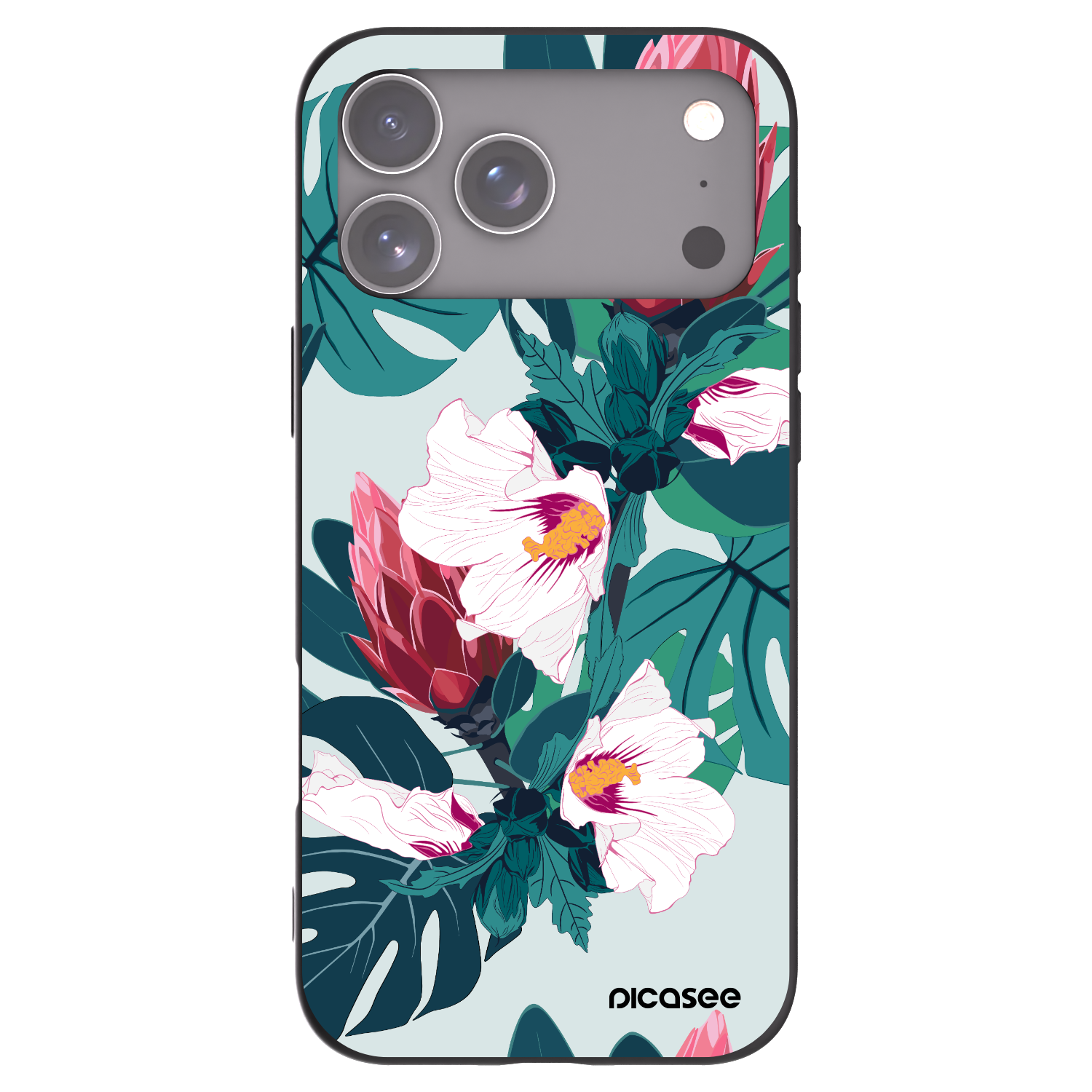 Picasee silikonowe czarne etui na Apple iPhone 17 Pro Max - Rhododendron
