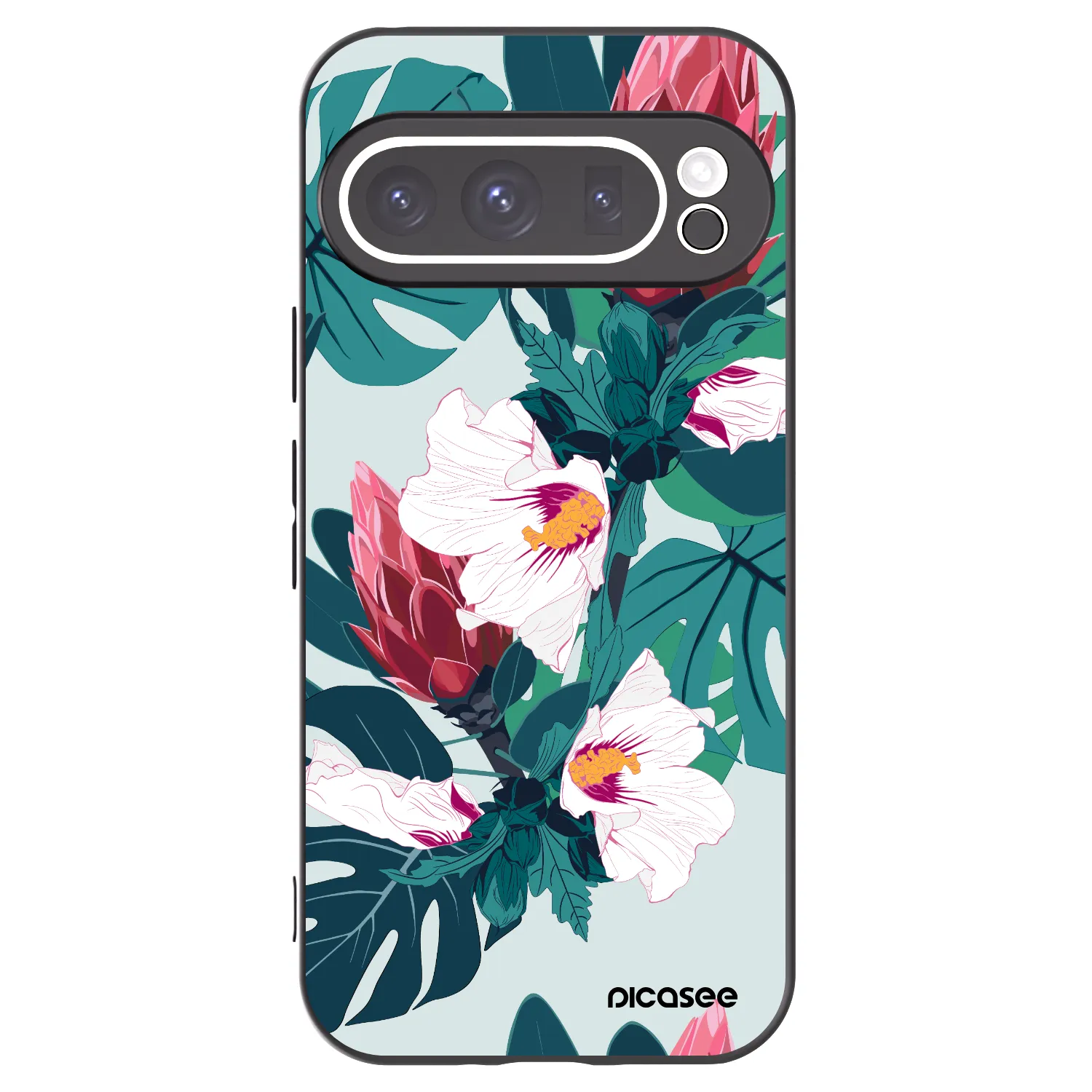 Picasee silikonowe czarne etui na Google Pixel 9 Pro XL - Rhododendron