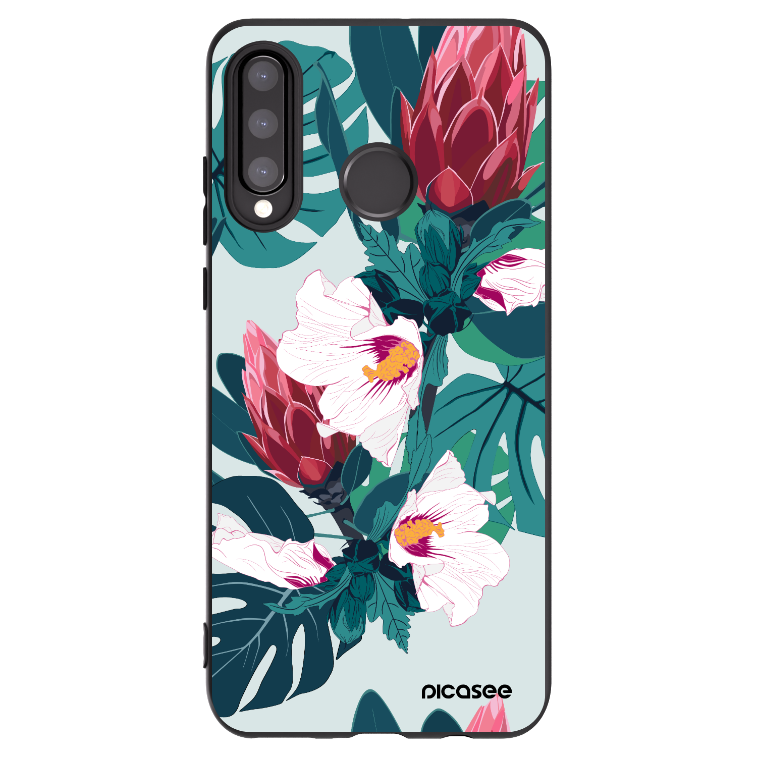 Picasee silikonowe czarne etui na Huawei P30 Lite - Rhododendron