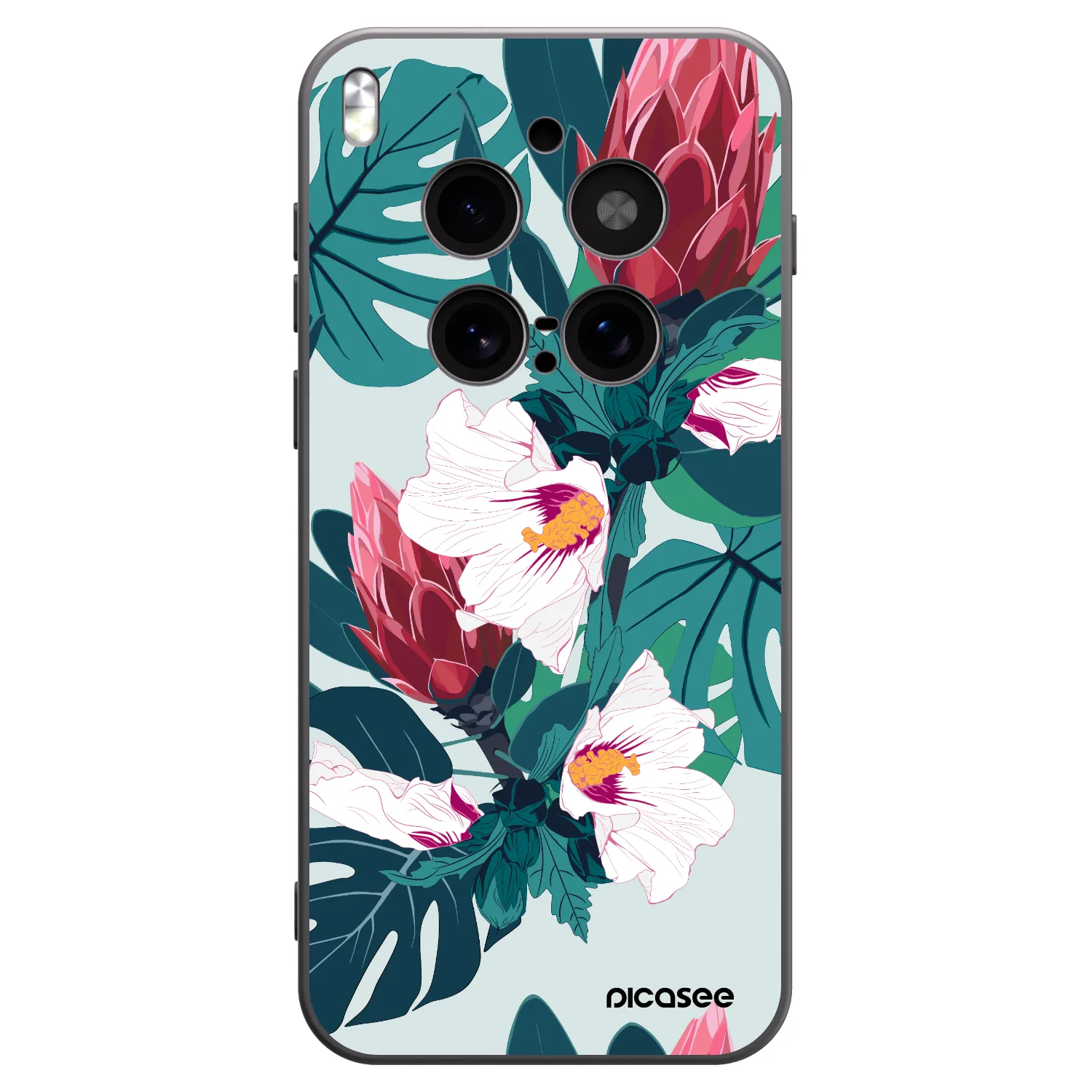 Picasee silikonowe czarne etui na Vivo X300 Pro - Rhododendron
