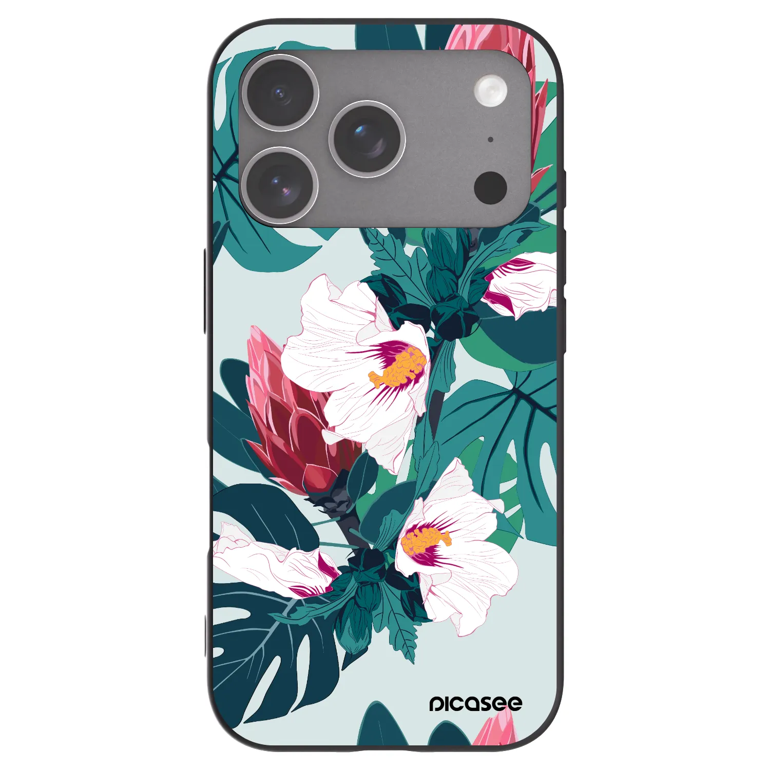 Picasee silikonowe czarne etui na Apple iPhone 18 Pro - Rhododendron