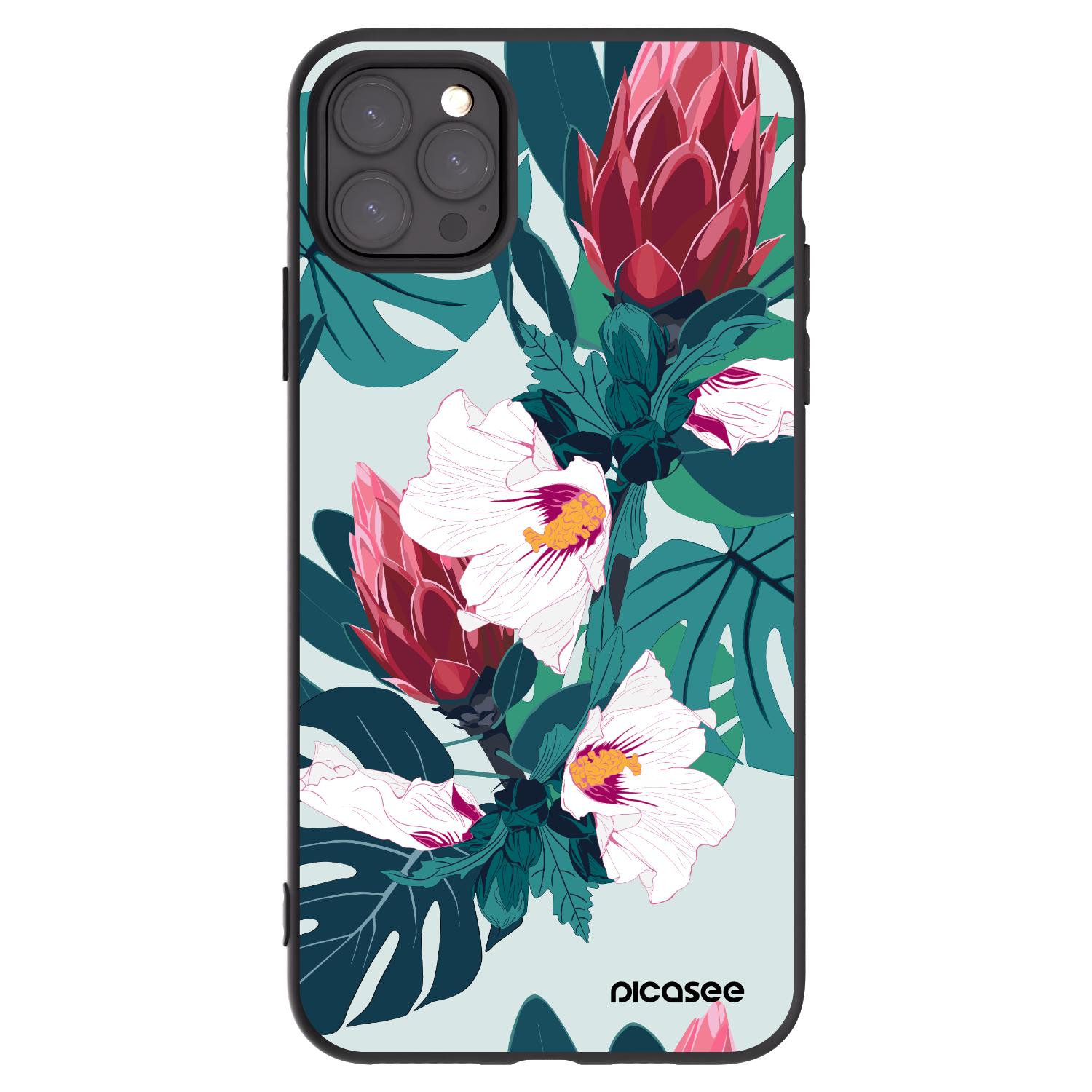 Picasee silikonowe czarne etui na Apple iPhone 11 Pro Max - Rhododendron