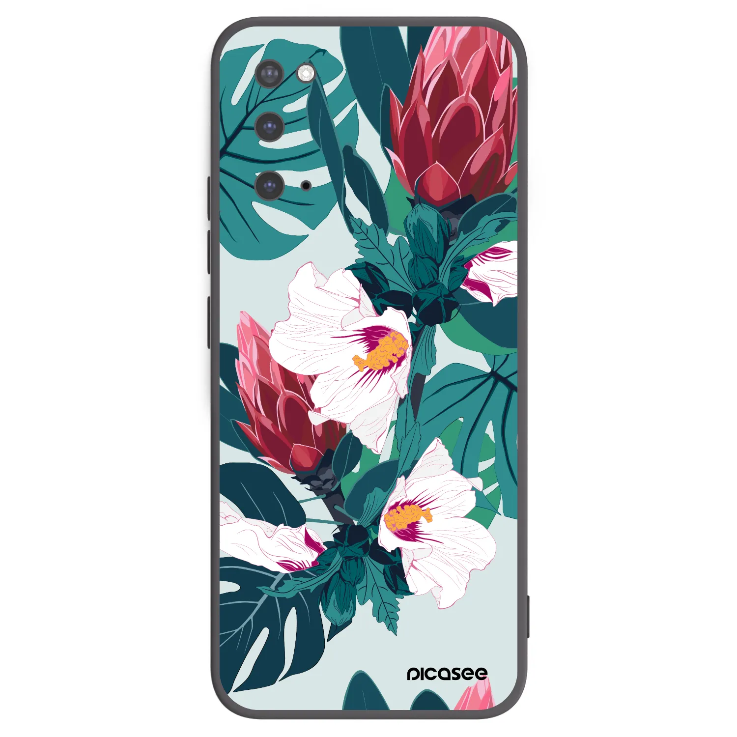 Picasee silikonowe czarne etui na Samsung Galaxy S20 G980F - Rhododendron
