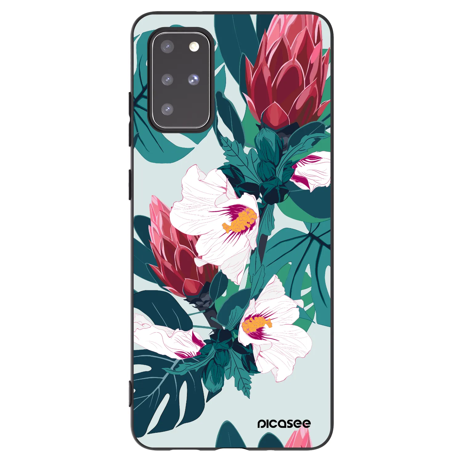 Picasee silikonowe czarne etui na Samsung Galaxy S20+ G985F - Rhododendron