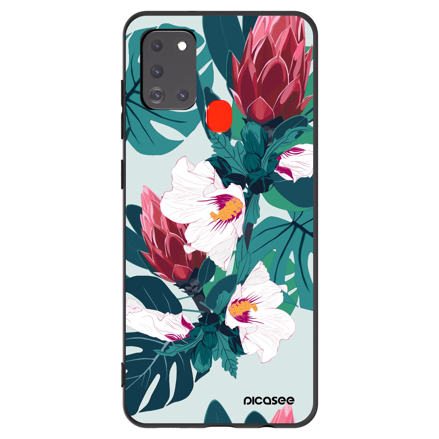 Picasee silikonowe czarne etui na Samsung Galaxy A21s - Rhododendron