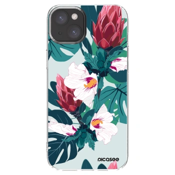 Picasee silikonowe przeźroczyste etui na Apple iPhone 15 Plus - Rhododendron