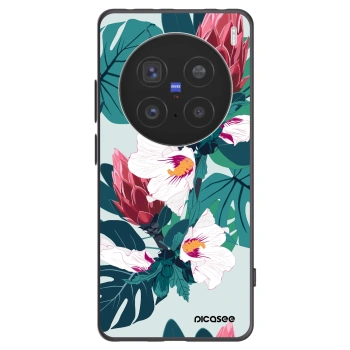 Picasee silikonowe czarne etui na Vivo X200 Pro - Rhododendron