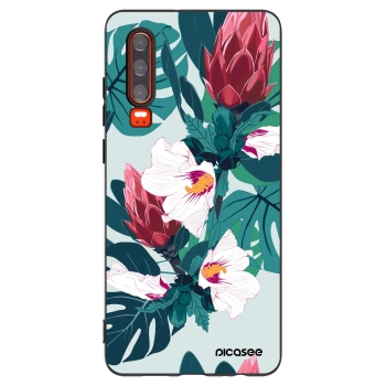 Picasee silikonowe czarne etui na Huawei P30 - Rhododendron