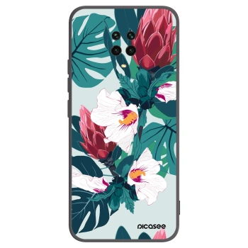 Picasee silikonowe czarne etui na Xiaomi Redmi Note 9 Pro - Rhododendron