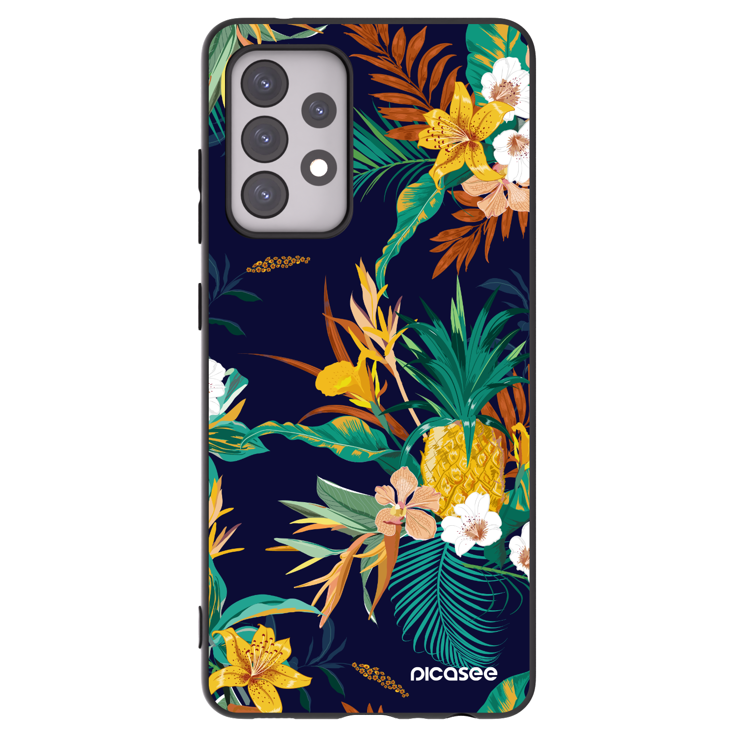 Picasee silikonowe czarne etui na Samsung Galaxy A52s 5G A528B - Pineapple Color