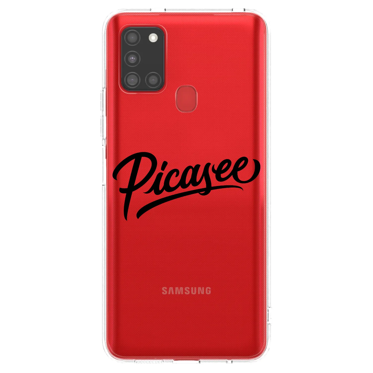 Picasee silikonowe przeźroczyste etui na Samsung Galaxy A21s - Picasee - old logo - black