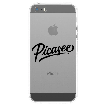 Picasee silikonowe przeźroczyste etui na Apple iPhone 5/5S/SE - Picasee - old logo - black