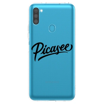 Picasee silikonowe przeźroczyste etui na Samsung Galaxy M11 - Picasee - old logo - black