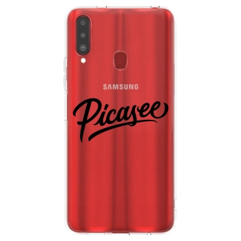 Picasee silikonowe przeźroczyste etui na Samsung Galaxy A20s - Picasee - old logo - black