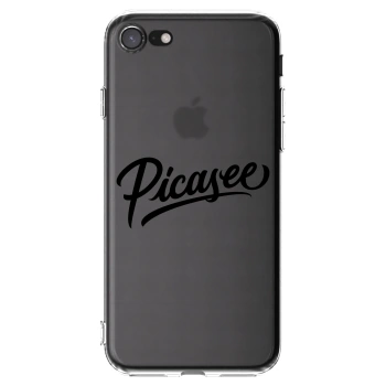 Picasee silikonowe przeźroczyste etui na Apple iPhone SE 2020 - Picasee - old logo - black