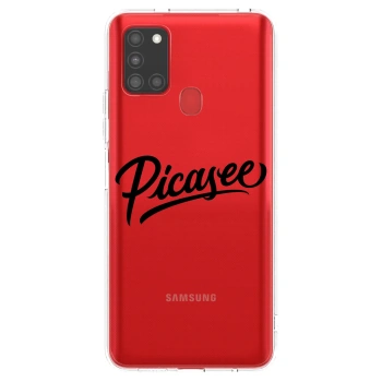 Picasee silikonowe przeźroczyste etui na Samsung Galaxy A21s - Picasee - old logo - black