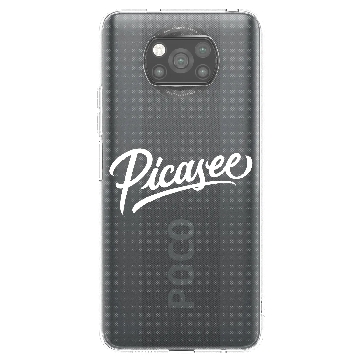 Picasee silikonowe czarne etui na Xiaomi Poco X3 - Picasee - old logo - white
