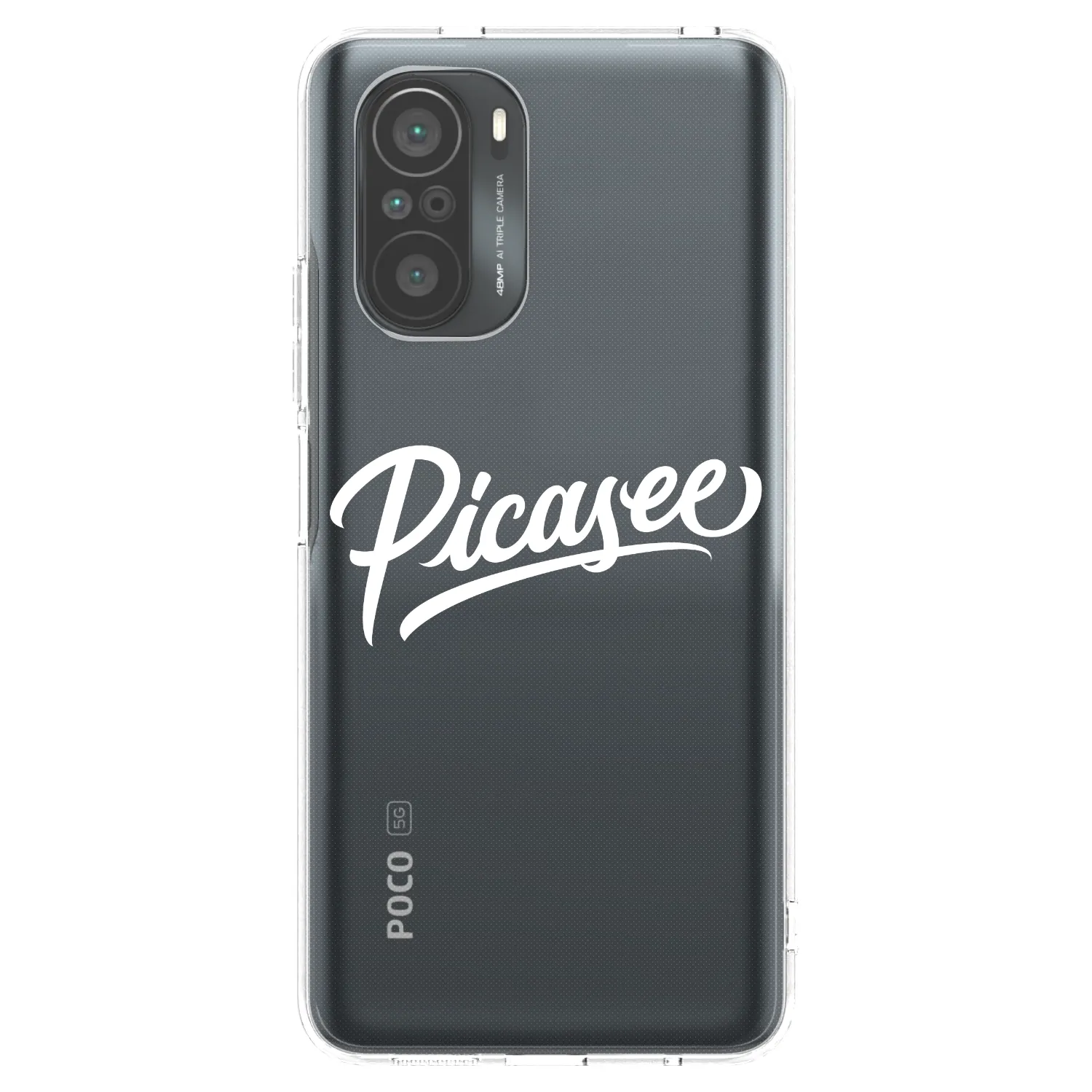 Picasee silikonowe przeźroczyste etui na Xiaomi Poco F3 - Picasee - old logo - white