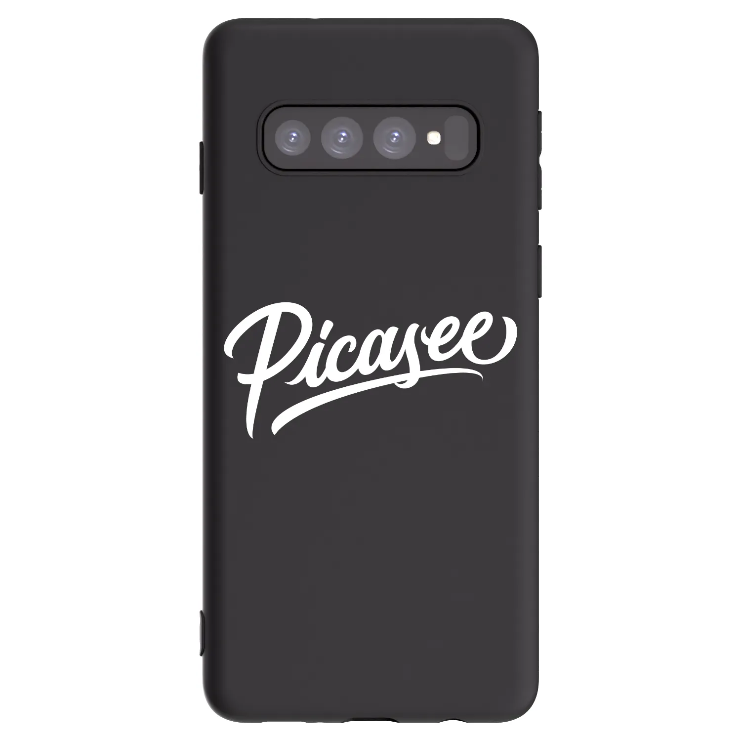 Picasee silikonowe czarne etui na Samsung Galaxy S10 G973 - Picasee - old logo - white