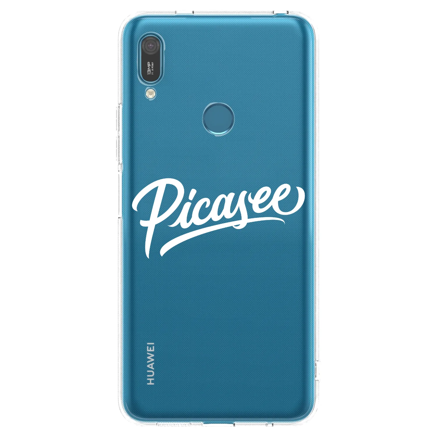Picasee silikonowe przeźroczyste etui na Huawei Y7 2019 - Picasee - old logo - white
