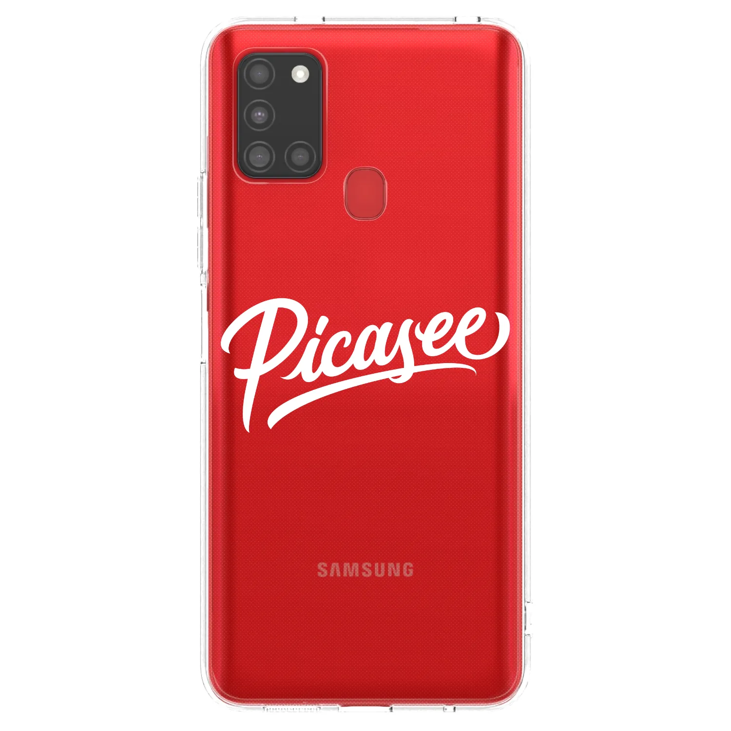 Picasee silikonowe przeźroczyste etui na Samsung Galaxy A21s - Picasee - old logo - white