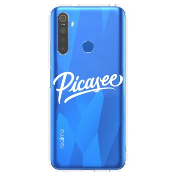 Picasee silikonowe przeźroczyste etui na Realme 5 - Picasee - old logo - white