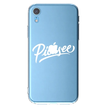 Picasee silikonowe przeźroczyste etui na Apple iPhone XR - Picasee - old logo - white