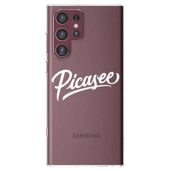 Picasee silikonowe przeźroczyste etui na Samsung Galaxy S22 Ultra 5G - Picasee - old logo - white