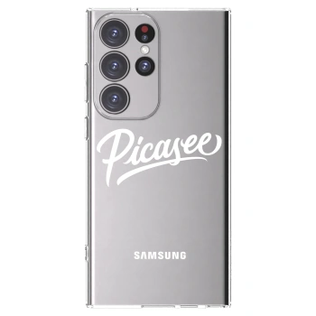 Picasee silikonowe przeźroczyste etui na Samsung Galaxy S23 Ultra 5G - Picasee - old logo - white