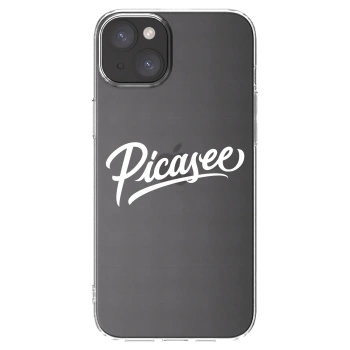 Picasee silikonowe przeźroczyste etui na Apple iPhone 15 Plus - Picasee - old logo - white