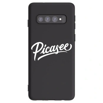 Picasee silikonowe czarne etui na Samsung Galaxy S10 G973 - Picasee - old logo - white