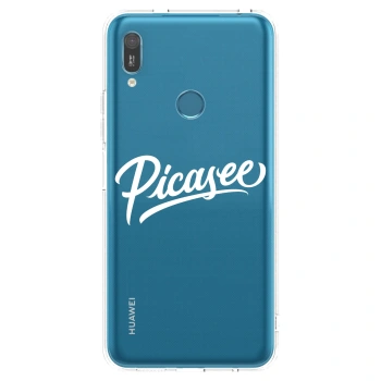 Picasee silikonowe przeźroczyste etui na Huawei Y6 2019 - Picasee - old logo - white
