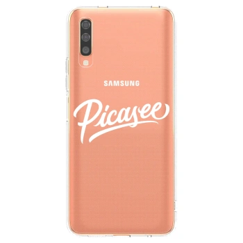 Picasee silikonowe przeźroczyste etui na Samsung Galaxy A70 A705F - Picasee - old logo - white