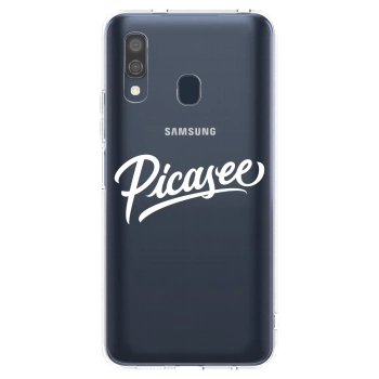 Picasee silikonowe przeźroczyste etui na Samsung Galaxy A40 A405F - Picasee - old logo - white