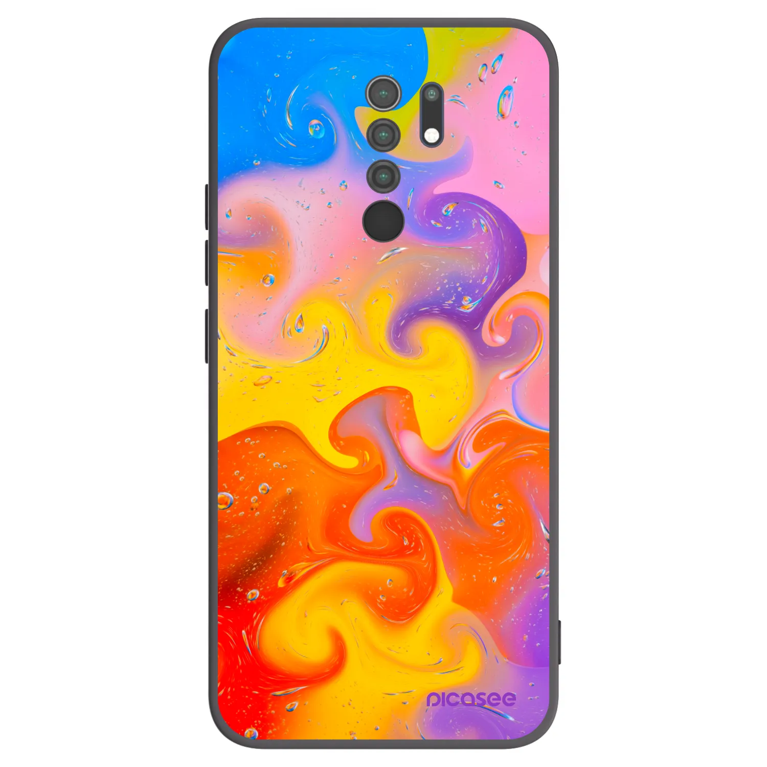 Picasee silikonowe czarne etui na Xiaomi Redmi 9 - Bubbles