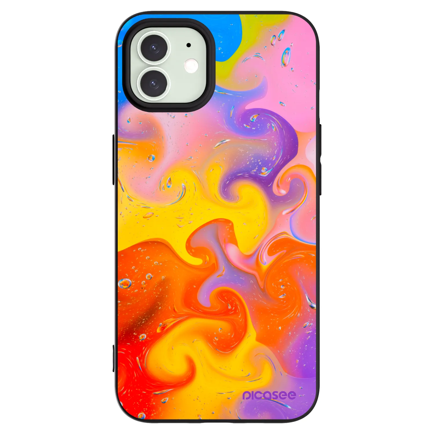 Picasee silikonowe czarne etui na Apple iPhone 12 - Bubbles