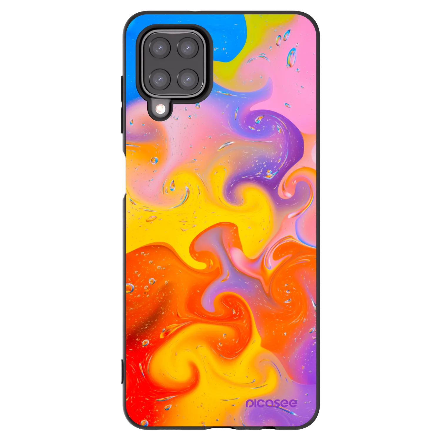 Picasee silikonowe czarne etui na Samsung Galaxy A12 A125F - Bubbles
