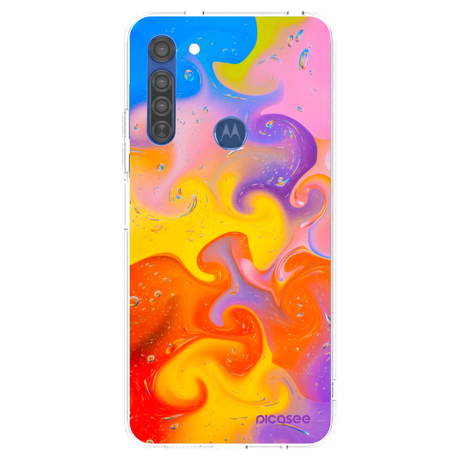 Picasee silikonowe przeźroczyste etui na Motorola Moto G8 - Bubbles